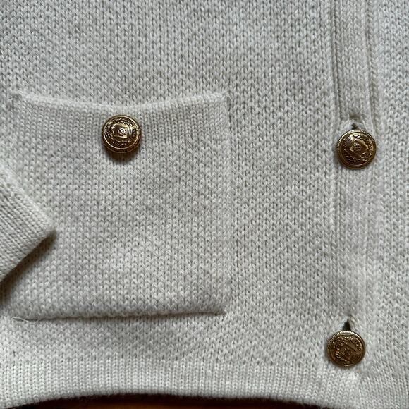 Zara cream knit gold button cardigan sweater SIZE L - Picture 3 of 5